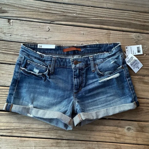 New Joe’s Jeans Gessa Size 28 Distressed Short Blue Denim Shorts NWT - Picture 1 of 9